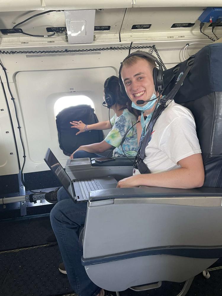 Ryan on the DC-8 during NASA SARP 2022. 